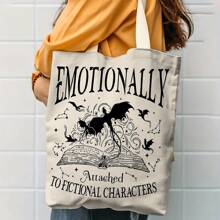 1pc Spacious Double Sided Printed Canvas Tote Bag With Adjustable Straps Style Durability For Shopping, Travel, Daily Use, And Gift Giving. Choose Your Favorite Strap Color For Personalized Comfort.