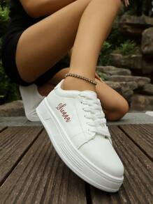2025 New White Sneakers For Women, Korean Style Versatile Flat Casual Shoes, Student Sports White Shoes