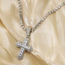 1 Pc Cross Rhinestone Pendant Choker Necklaces Fashion Hip Hop Rapper's Neck Jewelry Gift Zinc Alloy Whistle Pendant Outdoors Sounded Survive Tool Necklace Punk Jewelry