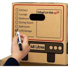 10 Large Strong Cardboard Boxes Moving House Packing Box 53cm X 30cm X 30cm 48 Litres With Carry Handles And Room List Organiser - Default - View 3