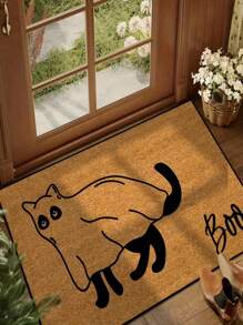 1 Stück neuer süßer Katzen-Muster Kleine Teppich - 100% Polyester, Maschinenwäsche, strapazierfähig, fleckabweisend, schnelltrocknend, geeignet für Innen-/Außenbereich Fußmatte, Heimdekoration, Schlafzimmer, Küche, Fotografie, Requisiten, Außendekoration, Urlaubsgeschenke, Teppich