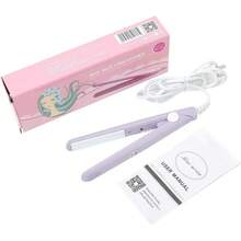 plancha de pelo, rizador de calefacción de hierro plano de turmalina de cerámica portátil 2 en 1 para rizar enderezar flequillo, cabello ondulado cabello corto plancha para cabello(Púrpura) - 1 - Ver 2