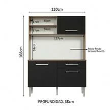 Cocina Integral Completa Modular Madesa Life 120cm Color Marrón/Negro