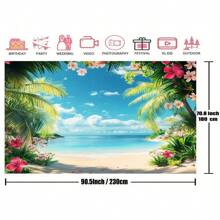 1 Piece, Tropical Seaside Background, Summer Beach Hawaii Island Palm Tree Photography Background, Photo Background, Video Wall Background, Hanging Cloth, Party Banner, Party Photo Background, Party Supplies