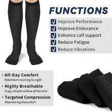 4 Pairs Of Solid Color Compression Socks, Men's And Women's Sports Socks For Running, Cycling, Hiking, Travel Long Leg Warmers, Pregnant Women And Nurses Wear - 彩色 - 查看 5