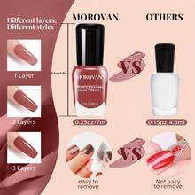 Morovan 6pcs Nail Polish Set, No Bake Quick Drying Durable Nail Polish, Suitable For Salon DIY, Purple Brown Magic Color Nail Polish Set, Durable Nail And Toenail Polish For Women And Young Girls. - 乾枯玫瑰色 - 查看 4