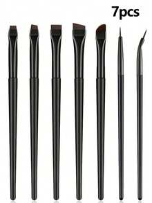 YISE 7-Piece Eye Makeup Brush Set, Including Slanted Eyeliner Brush, Pointed Eyeliner Brush And Eyebrow Brush, Ideal For Eyebrows, Eyeliner And Eye Shadow To Create Enchanting Eye Makeup, Eyebrow Brush, Eyeshadow Brush, Brush - Black - View 3