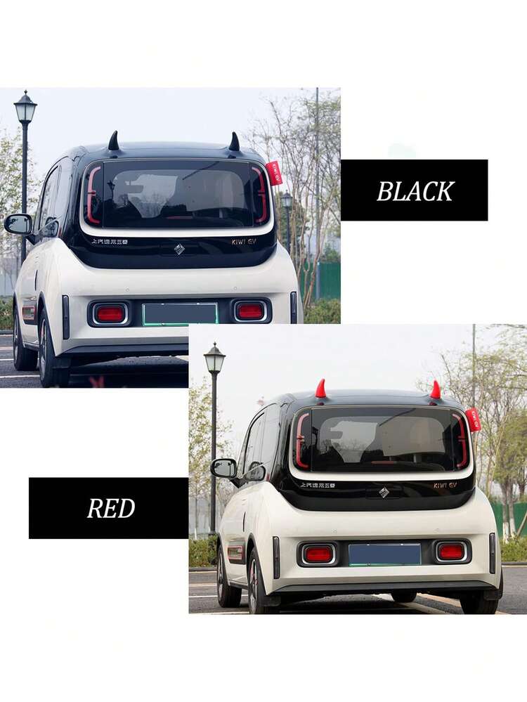 2pcs-Car 3D Devil Horns Sticker (Easy To Find Car In The Parking Lot) Halloween Car Roof Decor Elasticity Foam Bull Horns - Multicolor - View 2