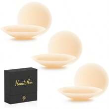 QY 3 Pairs Nipple Covers No Show Sticky Nipple Pasties For Women Silicone Reusable Adhesive Breast Petals 8380 - 奶油 - 查看 1