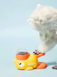 PETSIN 1pc Yellow Duck-Shaped Interactive Dog Treat Dispenser - Manual Press Feeder For Small, Medium, Large Dogs, Plastic Training Toy, No Battery RequiredDog Puzzle Toy, Slow Feeder Duck, Dog Training Entertainment Toy For All Breeds,Snack Incentives,Gift, Present, Celebration - Multicolor - View 2