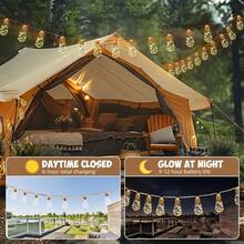 太阳能庭院灯串 16 灯泡 8 种模式 LED 仙女灯户外防水灯适用于花园篱笆阳台假日露营帐篷节日装饰 - 彩色 - 查看 8