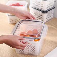 9pcs Covered Refrigerator Food Storage Container, Multifunctional Sealed Fresh-Keeping Box For Fruits And Vegetables, Drainage Box And Refrigerator Storage Box, Kitchen Refrigerator Storage Box, Restaurant Kitchen Supplies
