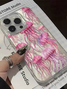 Pink Jellyfish White Polka Dot Phone Case Suitable For 17,16, 15, 14, 13, 12, 11, PRO MAX, As Well As X, XS, PLUS, - 彩色 - 查看 4
