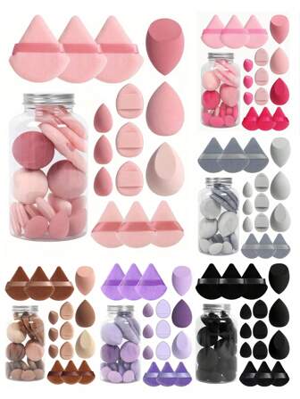 15pcs Makeup Sponge Set With Storage Jar, Including 3pcs Makeup Sponge & 3pcs Mini Makeup Sponge & 3pcs Powder Puff & 3pcs Mini Powder Puff & 3pcs Mini Finger Air Cushion Puff. Made Of Super Soft Velvet To Create Flawless,Creams, And Powders,Makeup,Cheap,Room Decor,Vanity,Travel,Bedroom,Makeup Accessories,Puff,Makeup Blender,Powder Puff,Makeup Sponge,Cheap,Stocking Stuffers,Makeup,Makeup Tools,Cheap Stuff,Gifts,Gifts For Women,Christmas Gifts