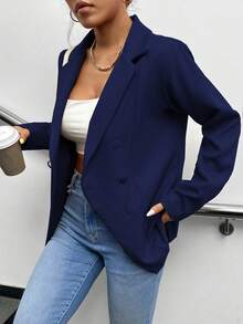 A&DD MODA, REF: 173 Women's Blazer Elegant Fitted Modern Social Formal Casual Sophisticated Tailoring Premium Fabric Versatile Comfortable Work Style Party Everyday Classic Perfect Cut Refined Look Contemporary Look Blogger Charming Quality Superior Finish ✨ - 藏蓝色 - 查看 5