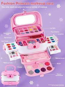 女孩儿童化妆套装 - 女孩儿童化妆套装玩具、小女孩化妆玩具、公主化妆盒、3-12 岁儿童礼物、女孩生日礼物玩具（随机颜色块）、儿童化妆品、儿童化妆套装、女孩玩具