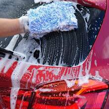 3PCS Microfiber Wash Mitt Luxury Car Washing Detailing Cleaning UK - Blue and White - View 8