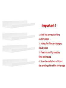 1/2/3/4/6件白色亚克力悬浮式搁板展示架，免打孔壁挂式幼儿园儿童书架，墙壁悬挂式收纳工具，浴室壁架和收纳架