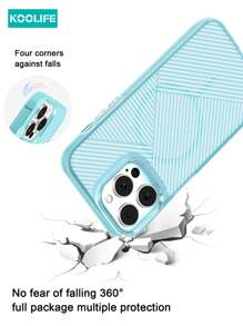 Koolife 1pc Fine Circle Magnetic Anti-Slip Anti-Sweat PC+TPU Splicing Striped Phone Case, Matte Texture, Raised Camera Protection, Suitable Compatible With Apple IPhone11/12/12pro/12plus/13/13pro/13promax/14/14pro/14promax/15/15plus/15pro/15promax/16/16plus/16pro/16promax/16e