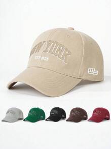 1pc/2pcs Unisex Embroidered "NEW YORK" Washed Baseball Cap, Adjustable Outdoor Casual Hat