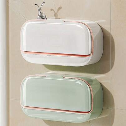 豪华壁挂式带盖皂架，高端排水皂架，防水皂盒收纳，适用于浴室、淋浴间、旅行、学校宿舍，简易皂架，洗漱用品，浴室挂件，浴室收纳架，开学季用品，居家生活用品