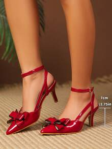 女士时尚尖头细跟蝴蝶结高跟鞋，优雅波西米亚风格，适合任何场合