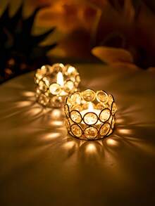 24pcs Multi-Piece Set Crystal Tealight Candle Holders Bulk, Votive Candle Holder Stands With Diamond Design For Table Centerpieces Wedding Party Home Decor And Holiday Favors (Gold)