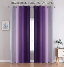 G2000 Blackout Curtains & Drapes For Bedroom Living Room 84 Inches Long Purple And Greyish White Room Darkening Window Treatments Ombre Thermal Insulated Light Blocking Grommet Backdrop 2 Panels Set-FUNALING - 紫色 - 查看 10