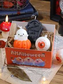 万圣节鬼魂蘑菇、眼球、鬼魂、南瓜蜡烛装饰可爱万圣节蜡烛礼品套装房间装饰餐桌派对卧室家居装饰万圣节装饰秋季装饰秋季装饰 - 彩色 - 查看 16