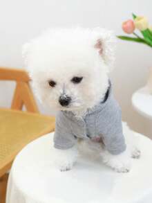 1件宠物衣服，狗狗/猫咪服装，小型犬可爱装扮，秋冬季小型宠物保暖舒适卫衣 - 灰色 - 查看 4