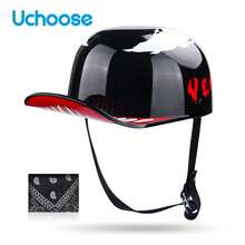 Adult Open Face Summer Retro Motorcycle Vintage Half Helmet Baseball Cap Helmets Riding Motocross Men Women - Black Liquor - View 1