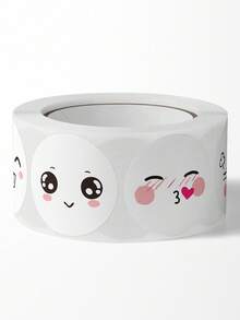 500张/卷 可爱搞笑8种表情玩具笑脸贴纸 老师和孩子奖励标签封口贴 - 白色 - 查看 5