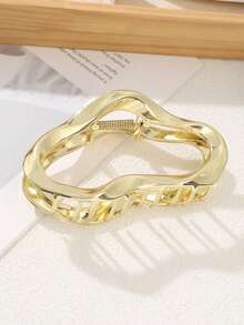 1pc Oversized Metal Hair Clip, Fashion Hair Accessory, Suitable For Women's Vacation/Beach Outfit In Summer And Autumn/Winter - Gold - View 8