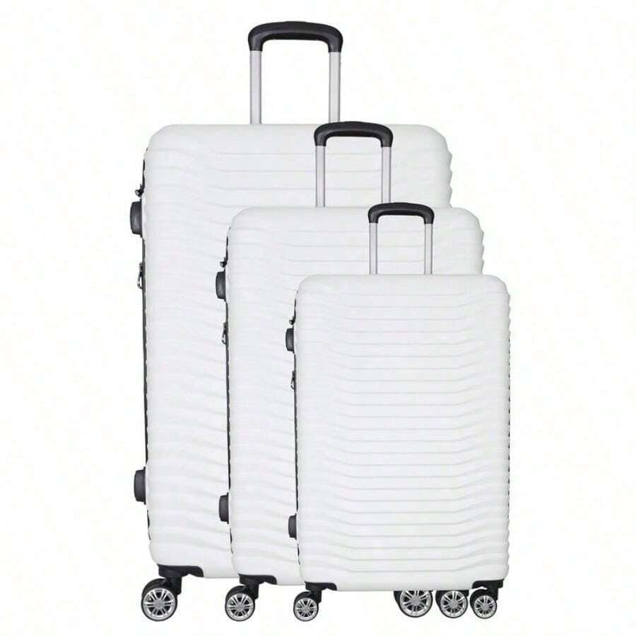 3-Piece Luggage Set | Lightweight Hard Shell Suitcases With 360° Spinner Wheels | Expandable Trolley Case | Cabin, Medium & Large Sizes | Travel Luggage With Lock | Detachable Wheels | Durable & Stylish Suitcase Set - - 白色 - 查看 1