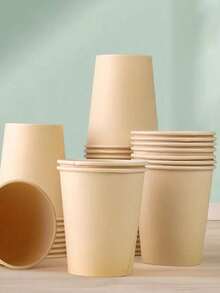 餐厅用棕色纸杯 - 一次性冷热饮杯 - 适合派对、活动和小型企业 - 耐用餐具用品茶、家用和商用饮水杯、旅行、露营、派对用品 - 棕色 - 查看 4