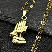 Collar con colgante de medalla de oración cristiana para mujeres y hombres, de acero inoxidable color oro, joya religiosa amuleto, regalo - collar - Ver 7