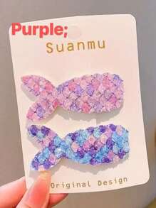 2pcs Kids Mermaid Tail Hair Clips, Cute & Elegant Princess Hair Clips, Random Pattern
