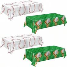4-Pack Racing Car Tablecloths For Birthday Party Decorations, 54x108 Inch - Baseball - View 1