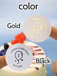 30-240Pcs Custom Happy Birthday Stickers With Balloon Pattern,Personalized Name Label Stickers,Customized Text Round Stickers,Customizable Thank You Stickers,Wedding Stickers,Gold,Black,Birthday,Bride And Groom,Gift Boxes,Lnvitation,Valentine'S Day - Style a - View 3