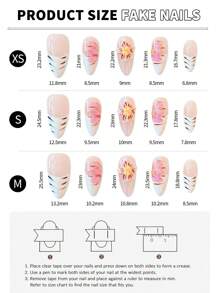 10 件/套手工短款按压指甲，夏季假指甲美甲用品海滩美甲长指甲适合女孩，时尚 3D 树脂杏仁指甲可重复使用适合教师、学生、办公室、旅行、优雅商务休闲