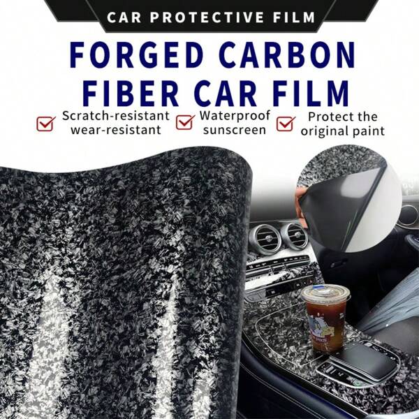 PET High Gloss Forged Carbon Fiber Silver Car Decals Motorcycle Adhesive Vinyl Car Wrap Vinyls Film Wrapping Tools Accessories