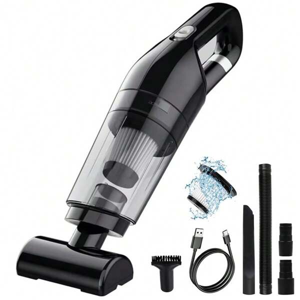 1pc Black High Power Handheld Strong Vacuum Cleaner, 3-In-1 Wireless Vacuum Cleaner, Portable Home Air Duster, Suitable For Car, Home, And Keyboard Cleaning, Rechargeable