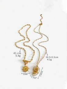 1 件男士夏季海滩度假独特设计海螺吊坠项链，不锈钢防水不褪色，适合日常佩戴、海滩和项链