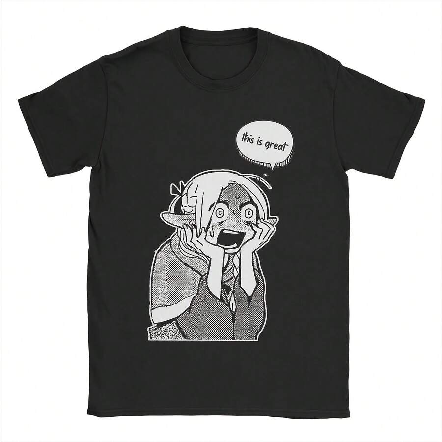Dungeon Meshi Marcille Manga Art T Shirt Cotton T-Shirts Summer Comfortable Fashion Tees Whole Clothing Camisetas - 黑色26 - 查看 1