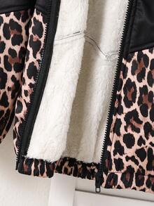 Toddler Leopard Print Warm Hooded Jacket