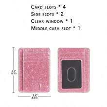 1Piece Glittering Slim Minimalist Wallet Front Pocket Wallet RF Blocking Purse For For Girls Casual Card Holder Card Holder Wallet Business Card Holder Credit Card Holder Id Card Holder Card Holder Women For Women Mini Wallet Card Wallet - 粉色 - 查看 6