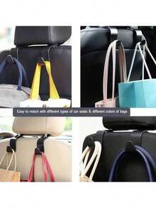 2/4pcs Multi-Function Car Seat Back Storage Hooks - Black - View 4