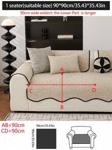 1pc Versatile Chenille Sofa Cushion Cover, Modern Simple Anti-Slip Sofa Seat Protector, Dust-Proof And Washable Sofa Slipcover, Beige Fashionable Soft Non-Fading Non-Shedding Bedroom Decor Pet-Friendly Cover, Adjustable For Corner Sofa, Bedroom, Office, Living Room Combination Furniture, L-Shaped Sofa And 1/2/3/4 Seat Sofa - Beige - View 19