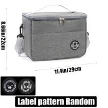 1pc Double Layer Insulated Lunch Bag, Large Capacity Lunch Box Leakproof Durable Cooler Tote Bag With Adjustable Shoulder Strap For Work Office Picnic Travel