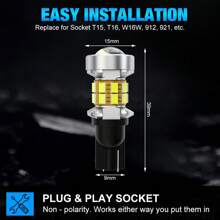 2Pcs 16W T15 LED Bulb W16W LED Lamp Canbus No Error 3014 21-SMD 912 921 LED Lights 12V Car Backup Reverse Light 4000LM 6000K - T15 - View 11
